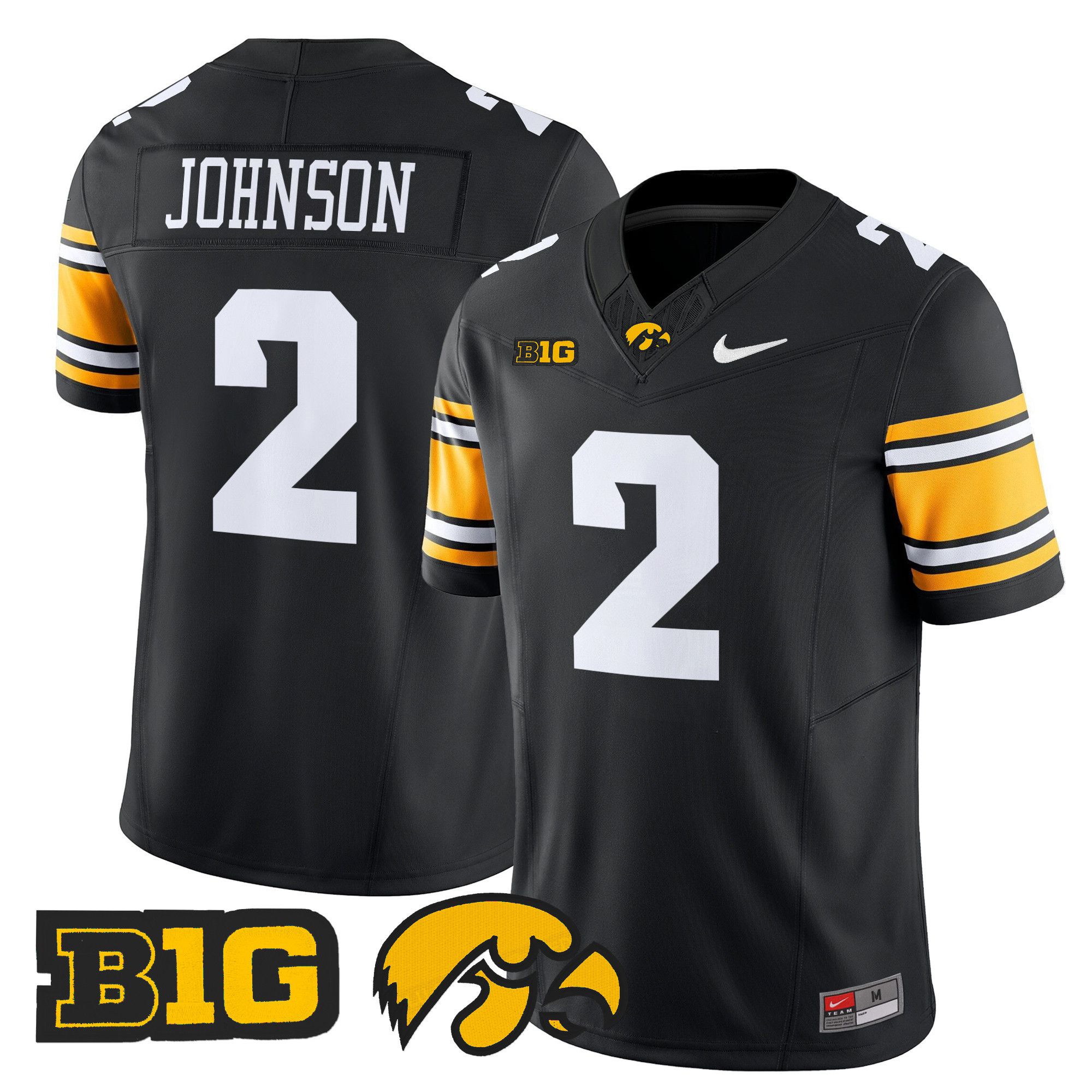 Men Iowa Hawkeyes #2 Johnson Black Nike 2024 Vapor Limited NCAA Jersey style 1->ncaa teams->NCAA Jersey